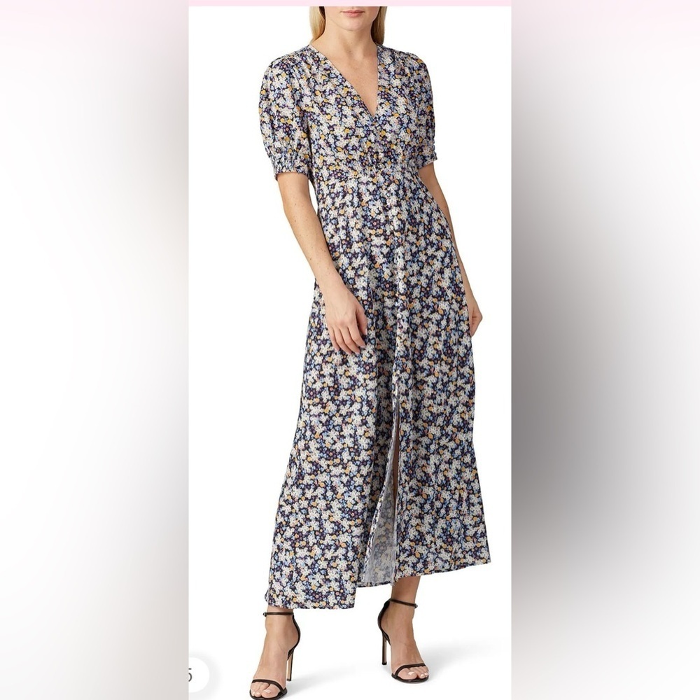 ROAM Corsica floral button front long dress sz M